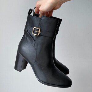 🍂 Sleek Black Heeled Leather Boots by Coach (Olivia Bootie)